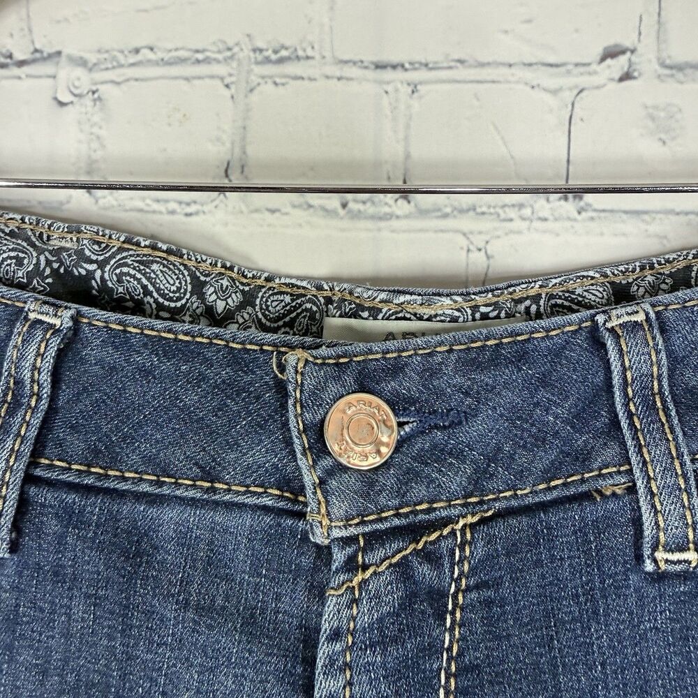 Ariat Real Denim Jeans 33 Blue Western Cowgirl Mid Rise Straight Waistband - Picture 3 of 16